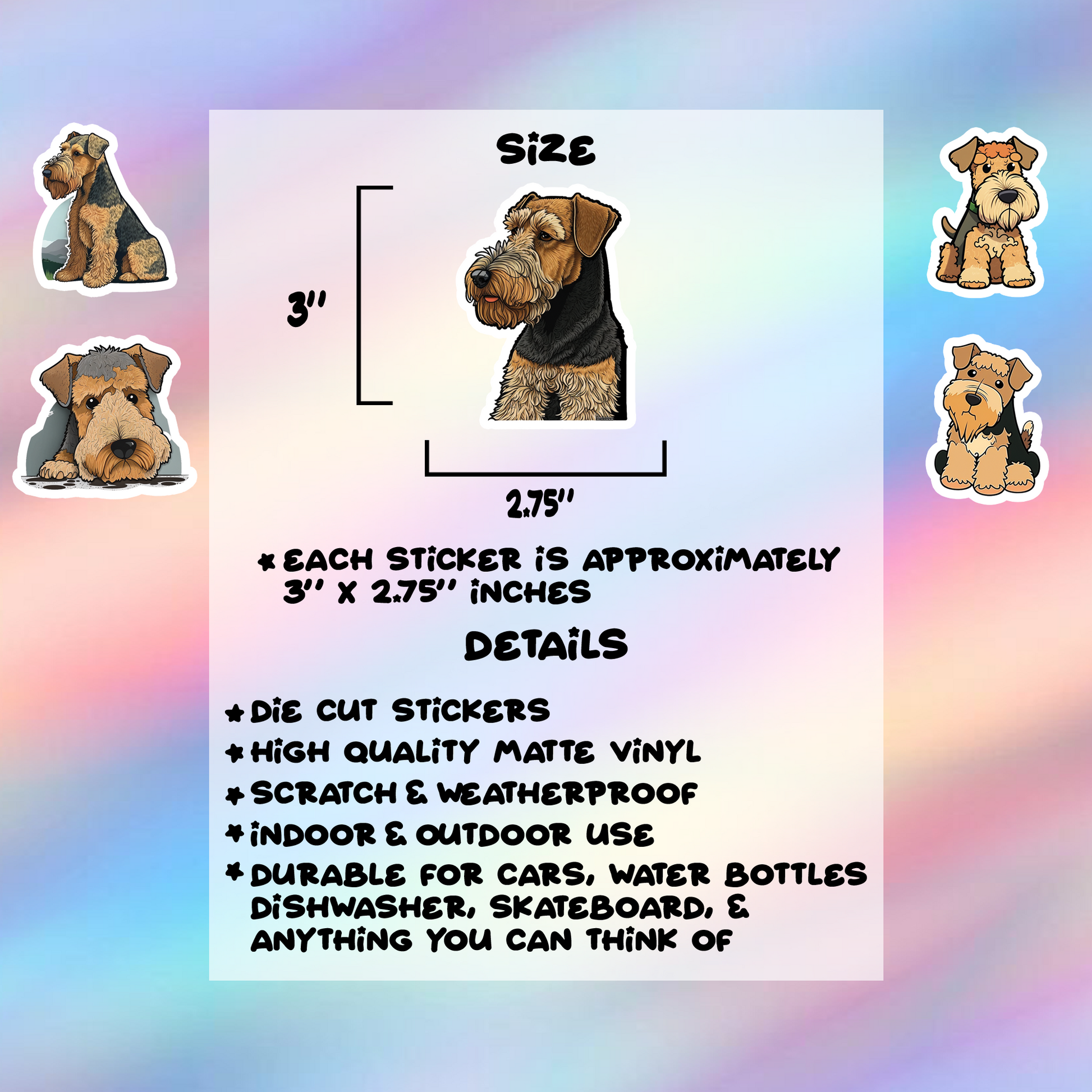 Airedale Terrier Stickers Pack of 5