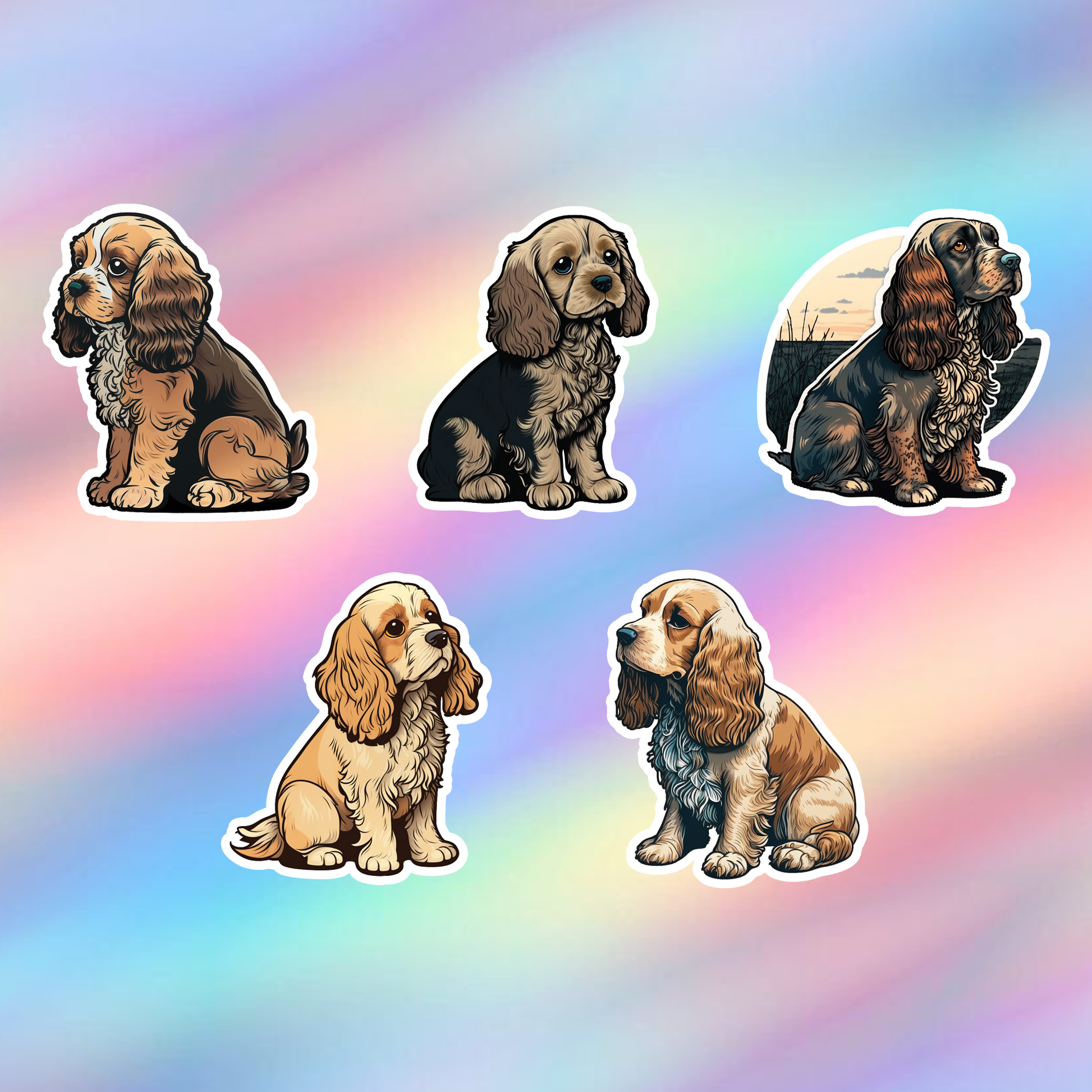American Cocker Spaniel Stickers Pack of 5
