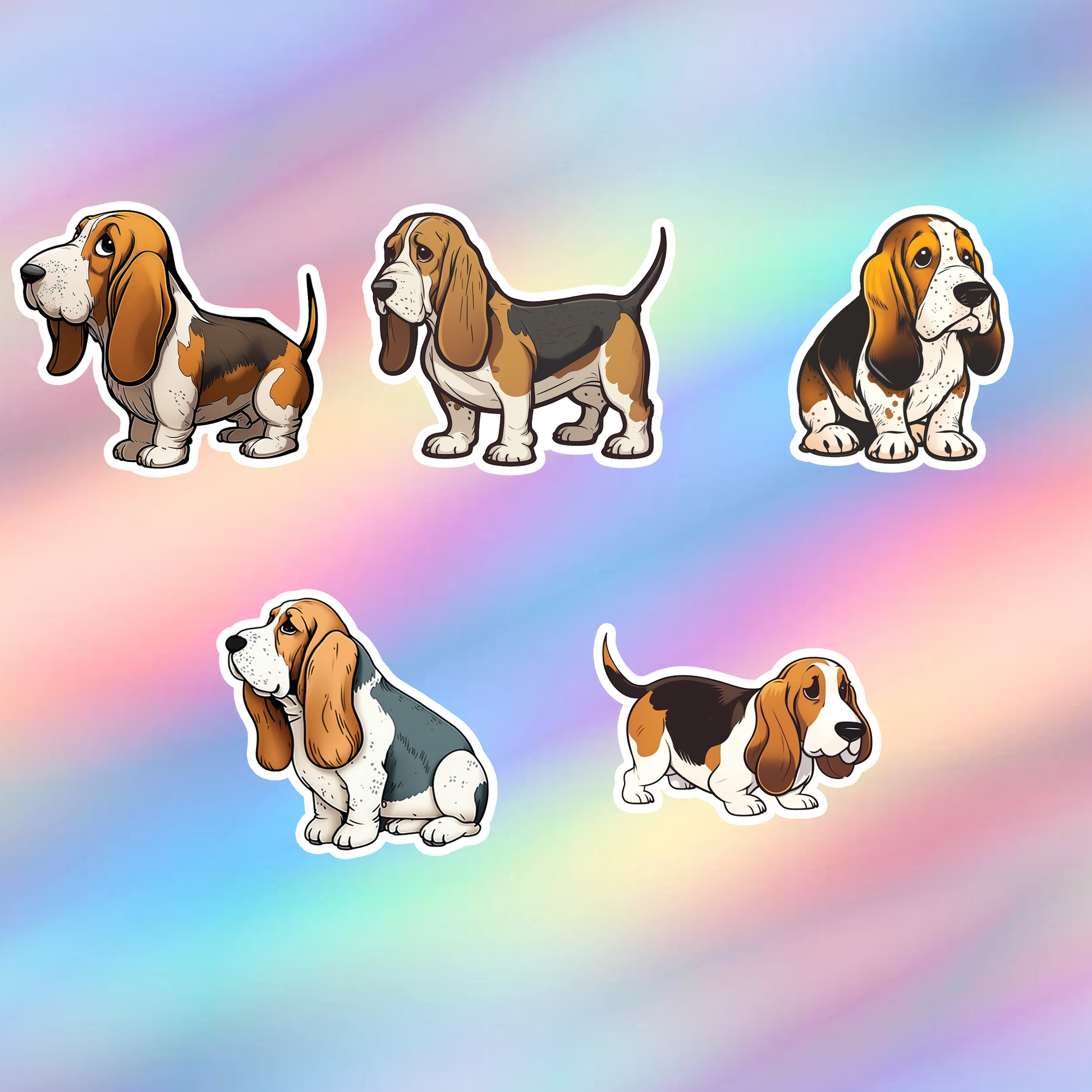 Basset Hound Stickers Pack of 5