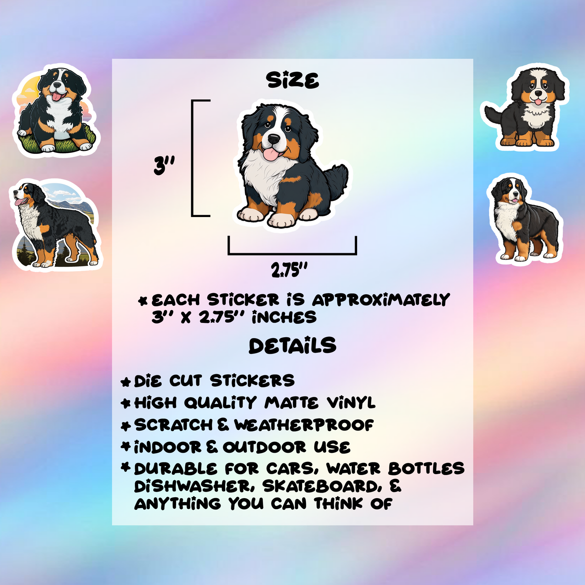 Bernese Mountain Dog Stickers Pack of 5