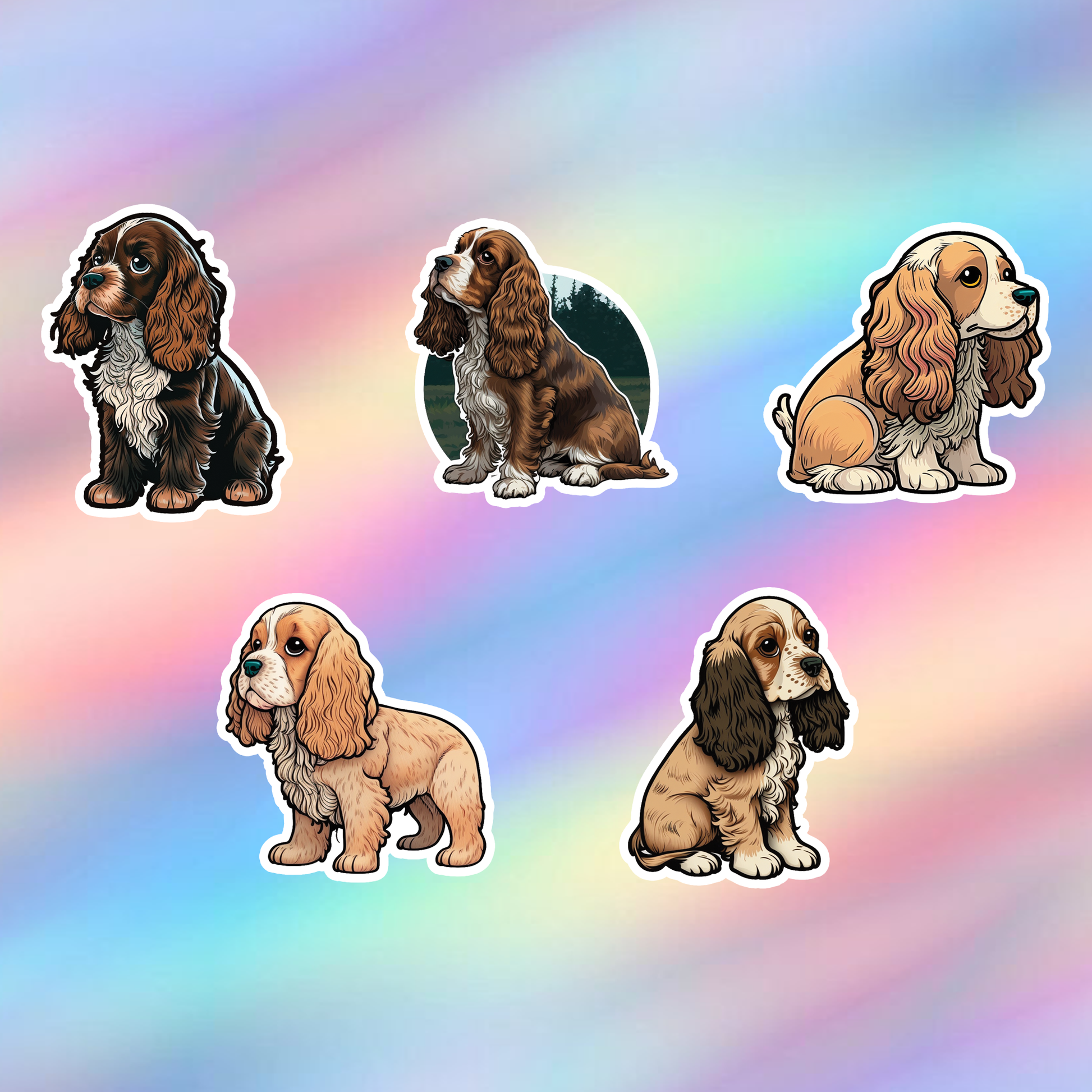 English Cocker Spaniel Stickers Pack of 5