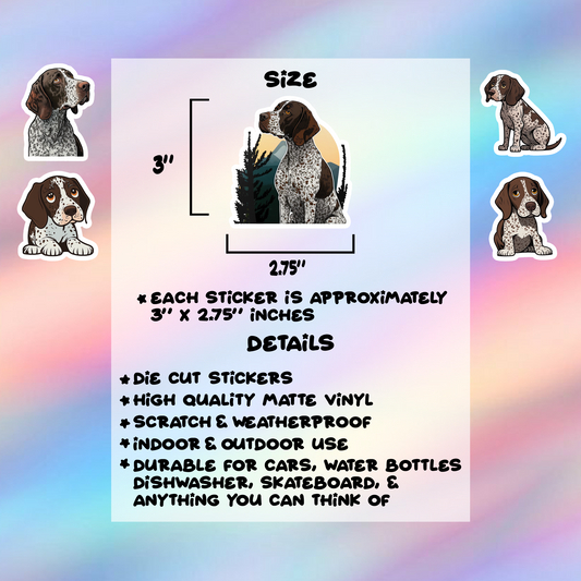 German Shorthaired Pointer Stickers Pack of 5