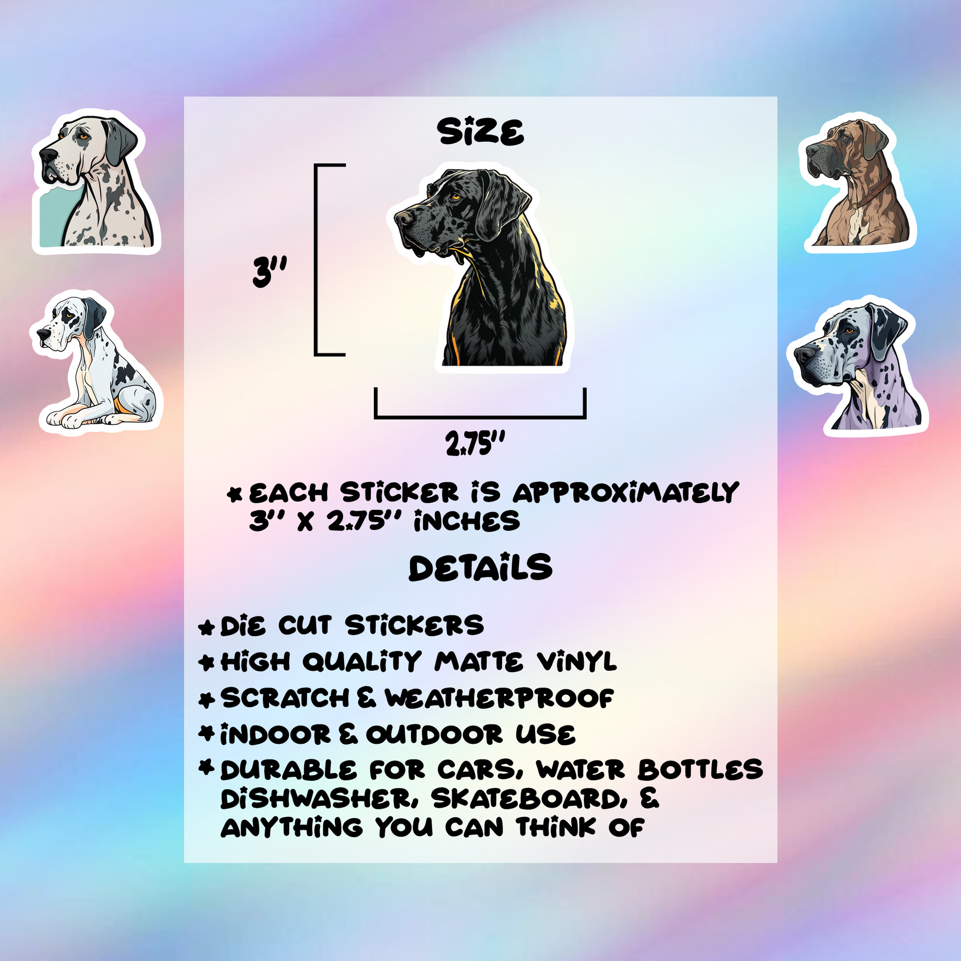 Great Dane Stickers Pack of 5