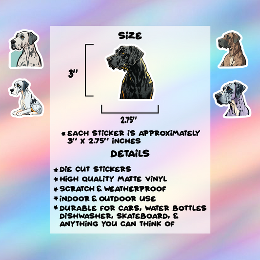 Great Dane Stickers Pack of 5