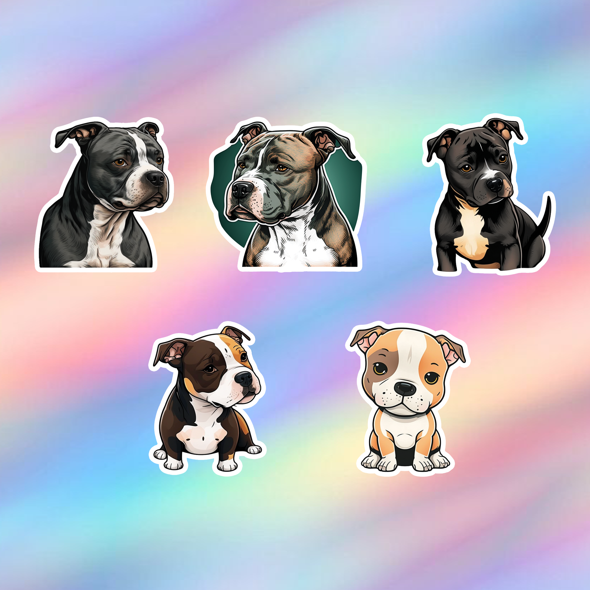 Staffordshire Bull Terrier Stickers Pack of 5