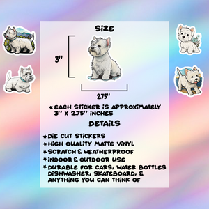 West Highland White Terrier Stickers Pack of 5
