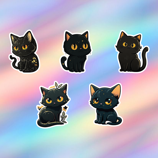 Black Cat Stickers Pack of 5