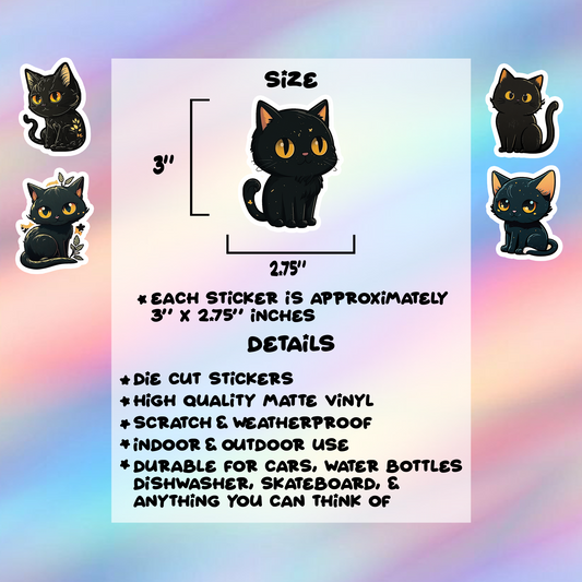 Black Cat Stickers Pack of 5