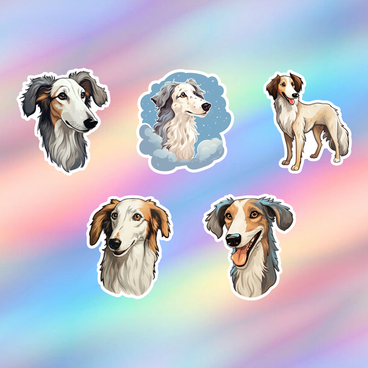Borzoi Stickers Pack of 5