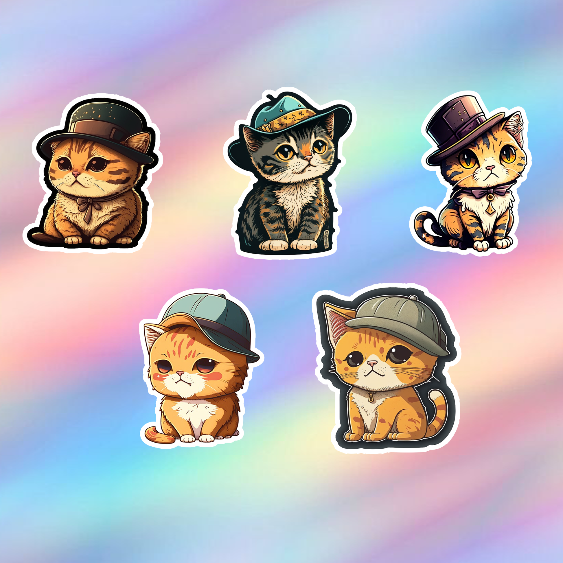 Cat Hat Stickers Pack of 5
