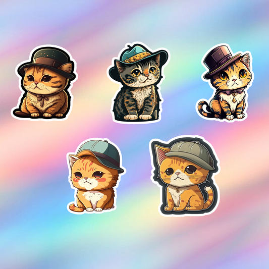 Cat Hat Stickers Pack of 5