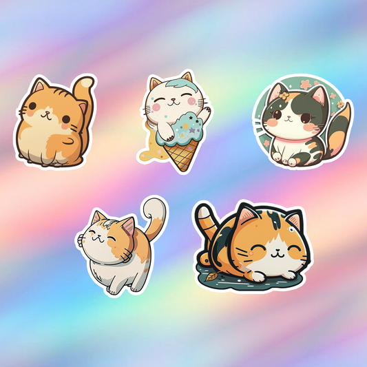 Cat Kawaii Stickers Pack of 5