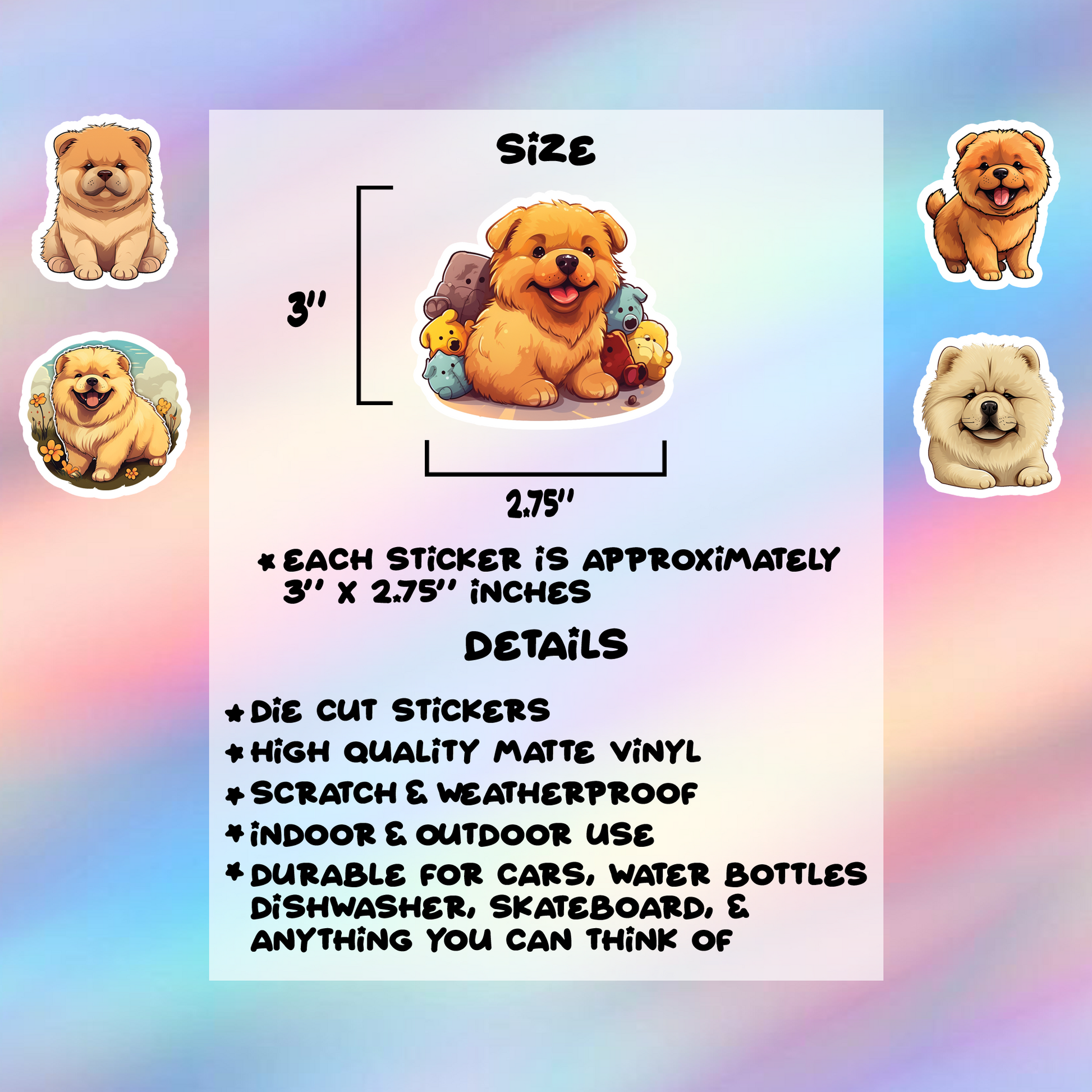 Chow Chow Stickers Pack of 5