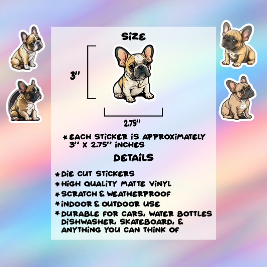 French Bulldog Stickers Pack of 5