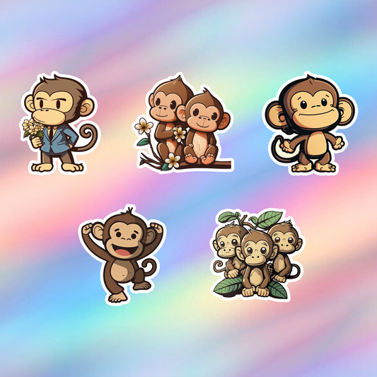 Monkey Stickers Pack of 5