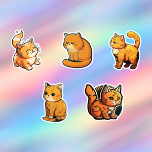Orange Cat Stickers Pack of 5