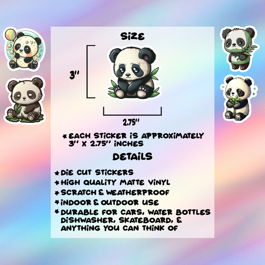 Panda Stickers Pack of 5