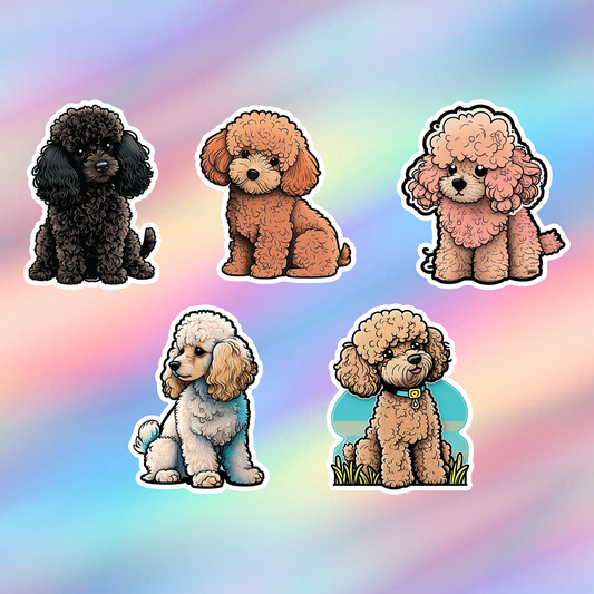 Poodle Stickers Pack of 5