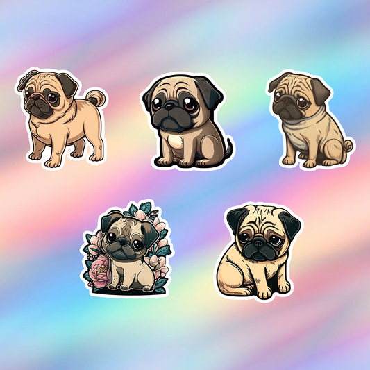 Pug Stickers Pack of 5