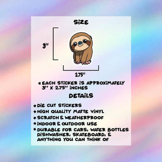 Sloth Kawaii Single Sticker