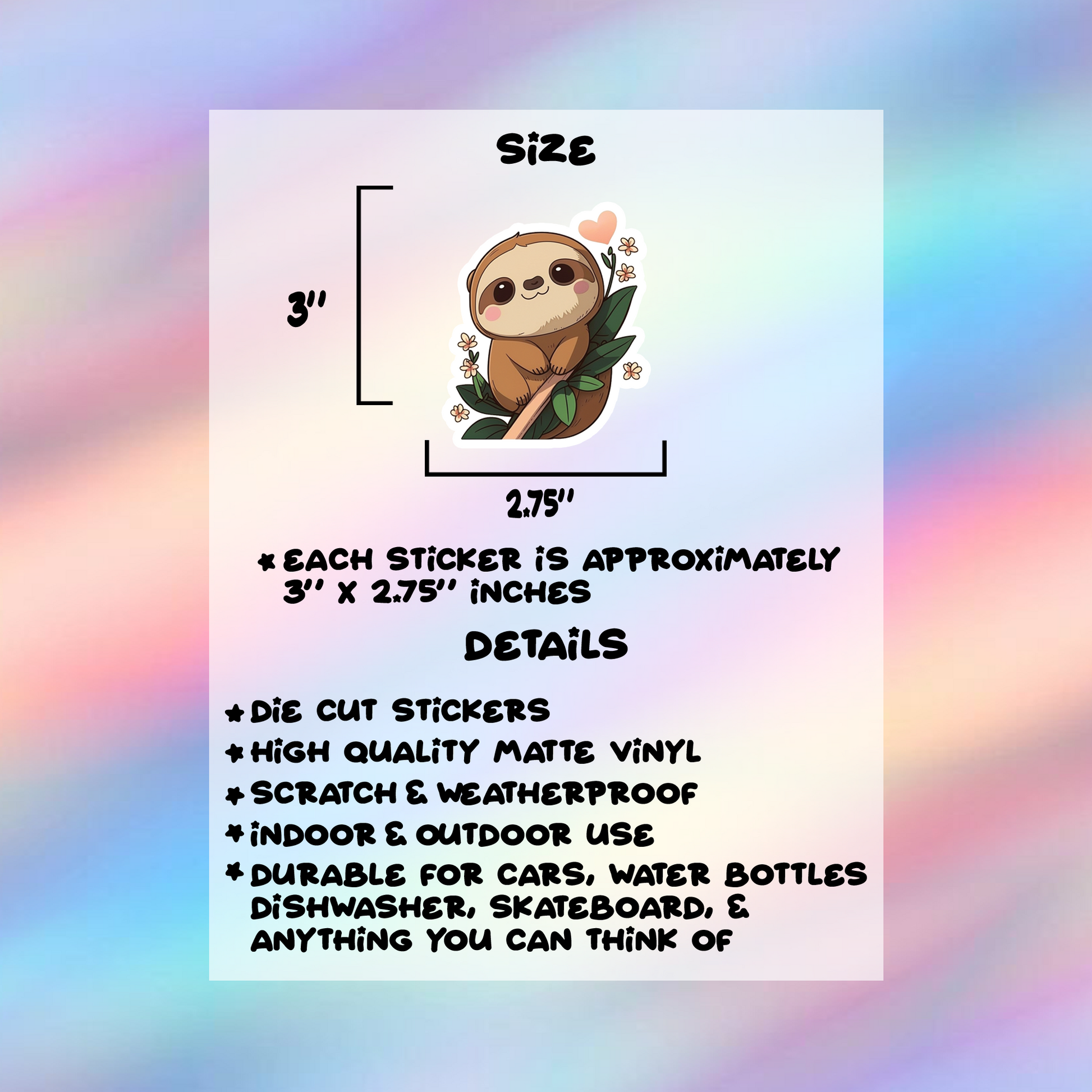 Sloth Kawaii Single Sticker
