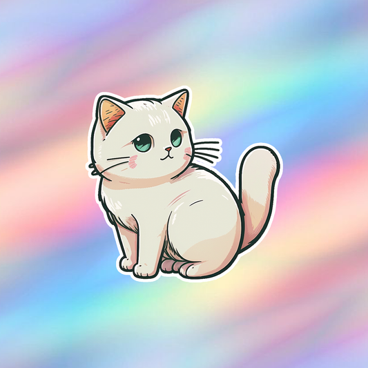 White Cat Single Sticker