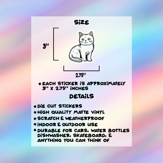 White Cat Single Sticker