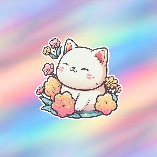 White Cat Single Sticker