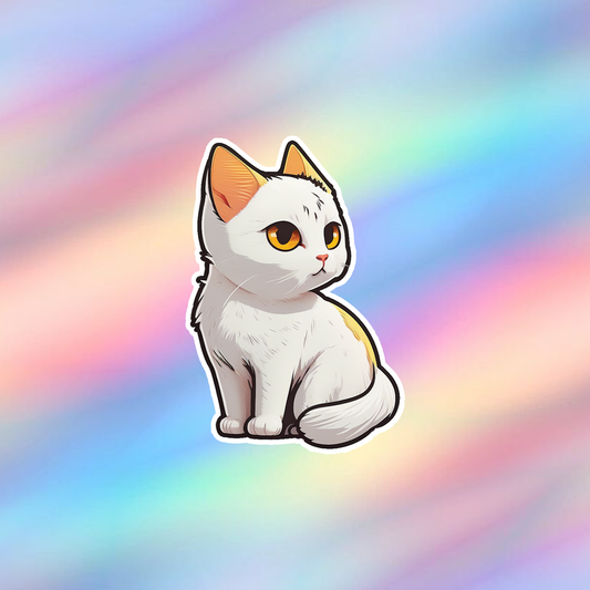 White Cat Single Sticker