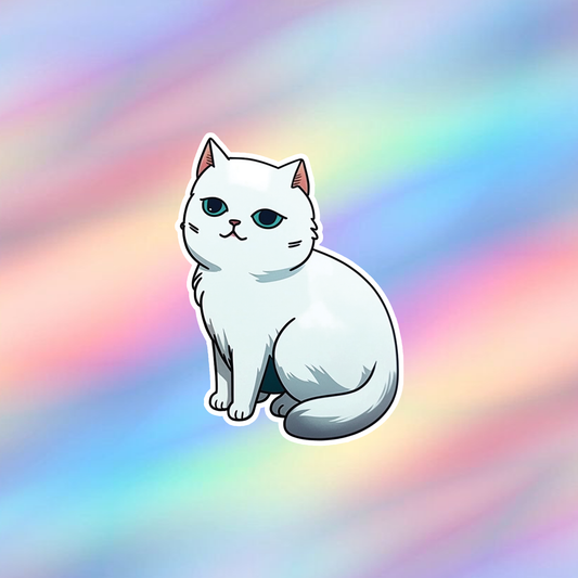 White Cat Single Sticker