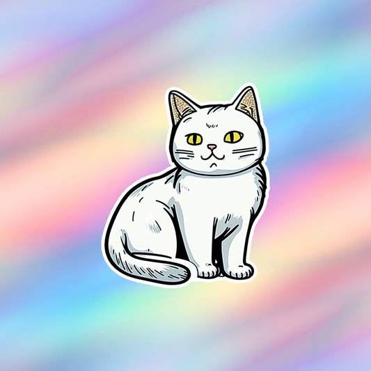 White Cat Single Sticker